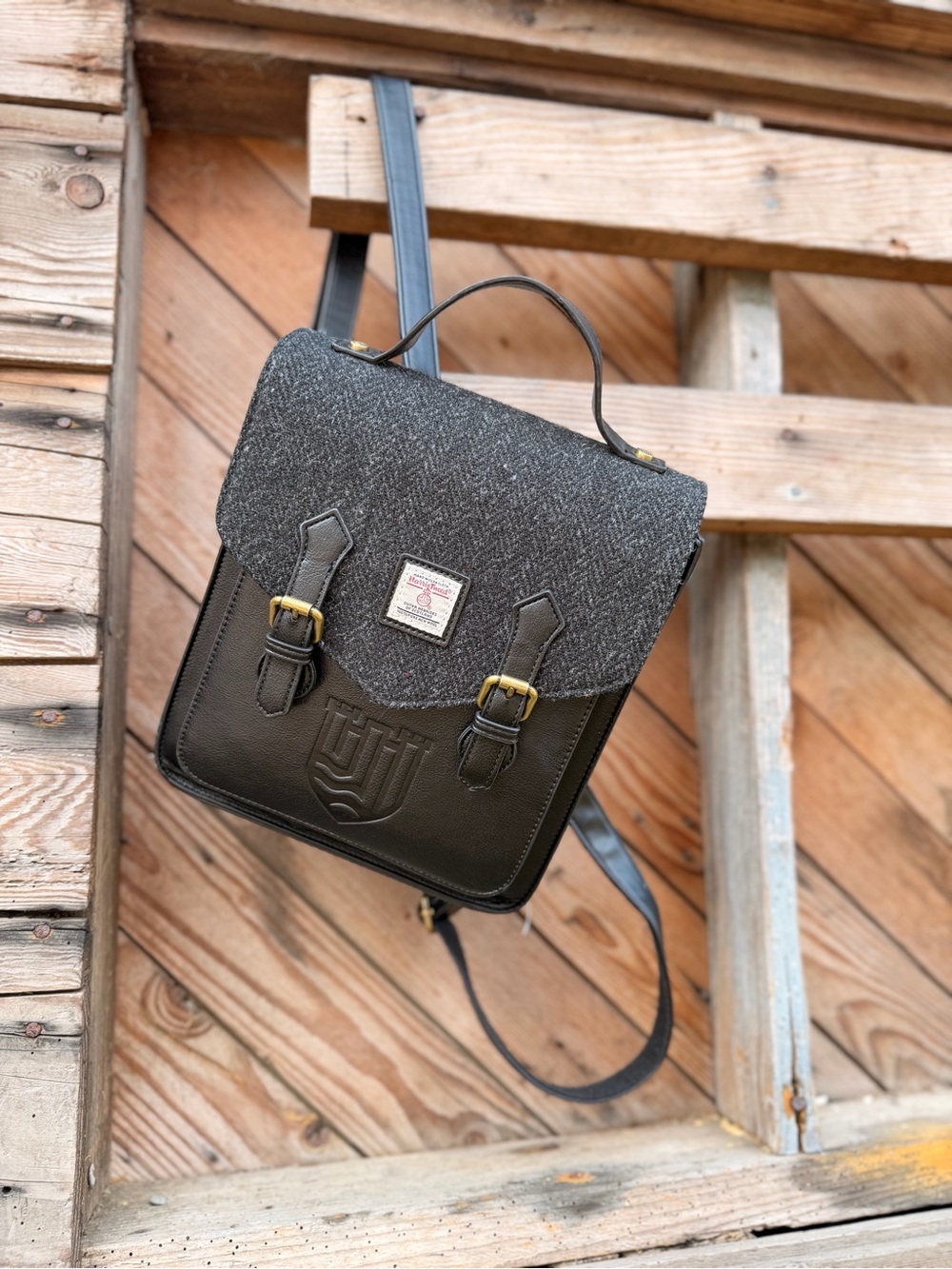 NWOT HARRIS TWEED Herringbone Top-Flap Backpack